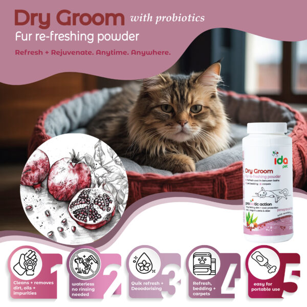 Dry Groom - Fur Refreshing Powder - Pomegranate Fusion - 250g - Image 2