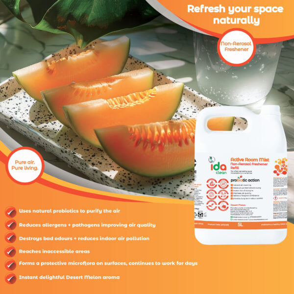 Active Room Mist Professional Refill- Non Aerosol - Probiotic Freshener - Desert Melon - 5L - Image 3